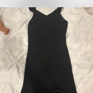 sally miller black ruffle mini dress